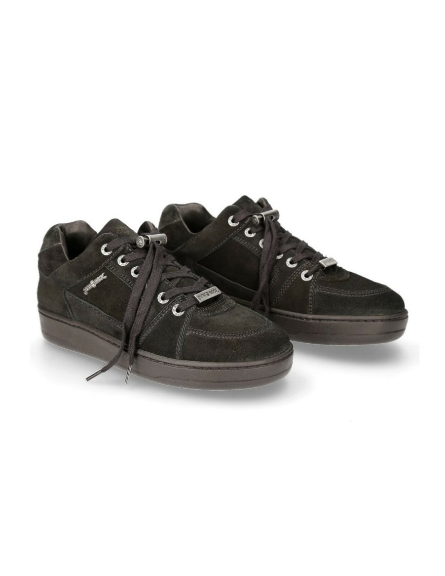 Uomo New Rock | Shoe Black Skate With Laces M-Skate001-S1