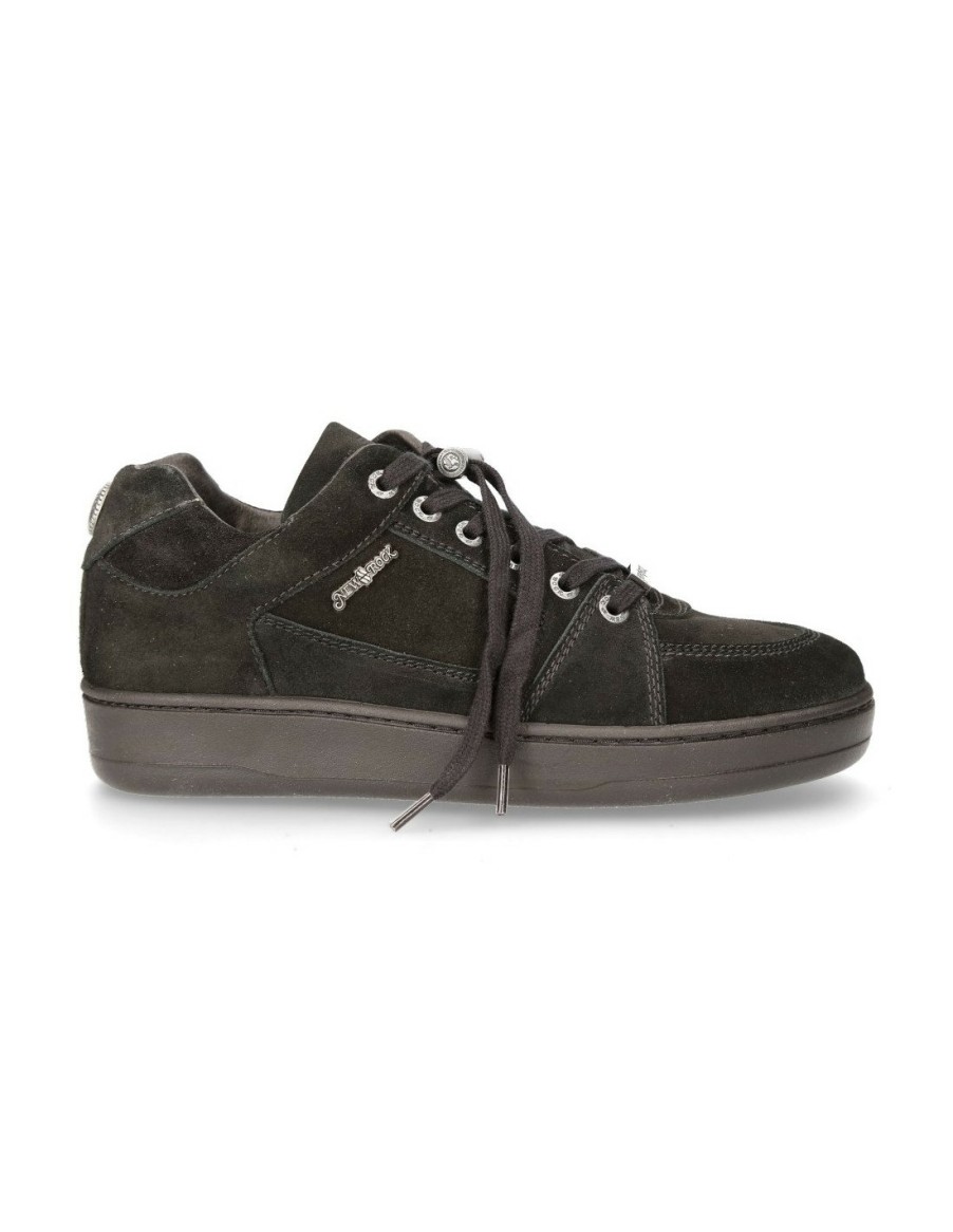 Uomo New Rock | Shoe Black Skate With Laces M-Skate001-S1