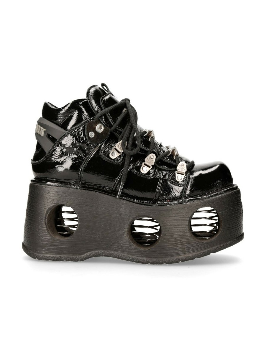 Donna New Rock | Ankle Boot Black Neptuno With Laces M-Tank006C-C8