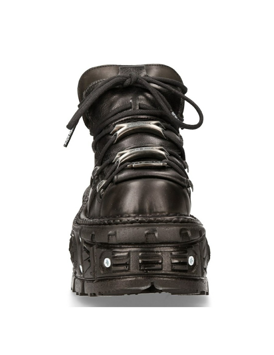 Donna New Rock | Ankle Boot Black Imperfect Tank With Laces M-Tank106-C2