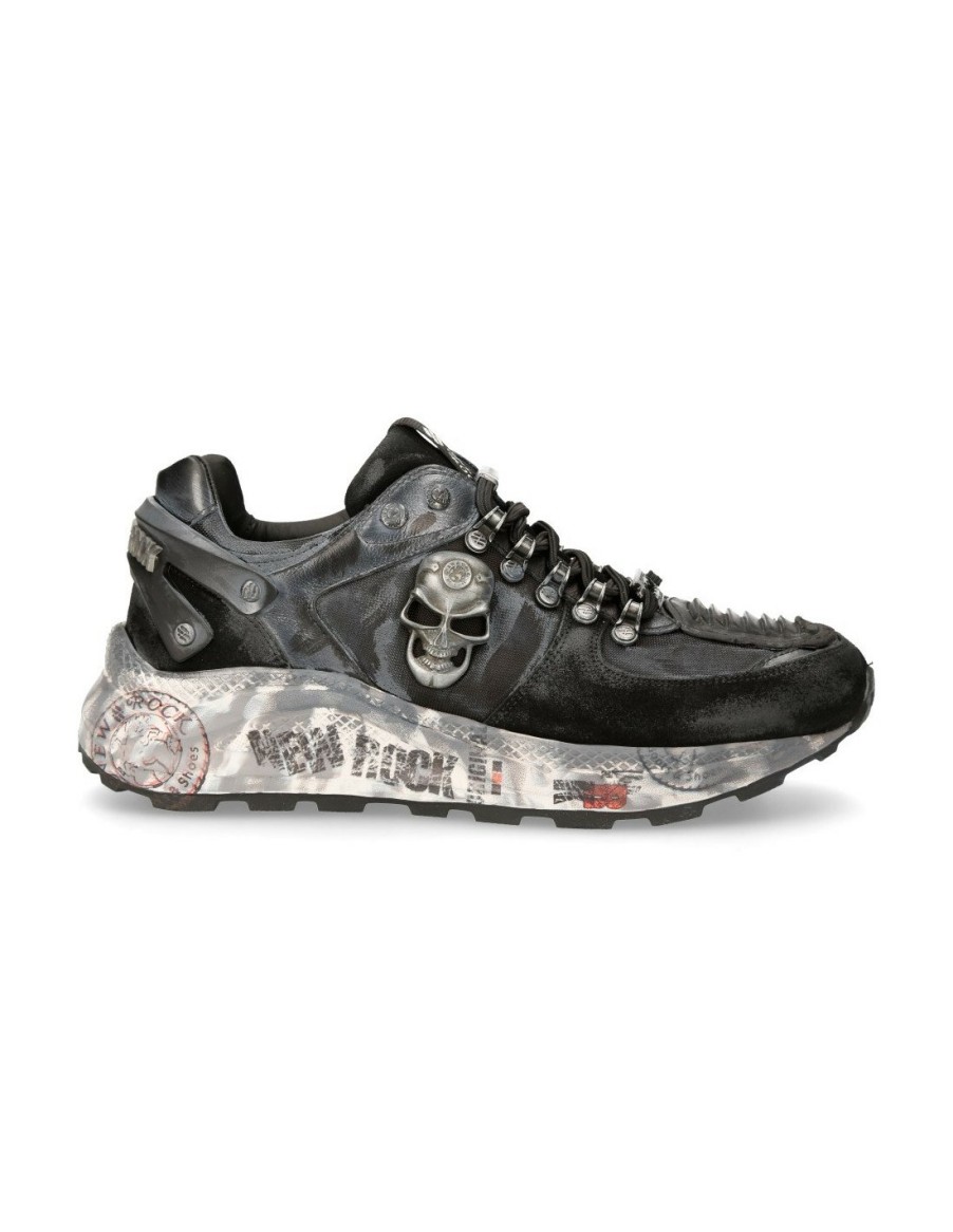 Uomo New Rock | Shoe Black Chrono With Laces M-Chrono005-S1