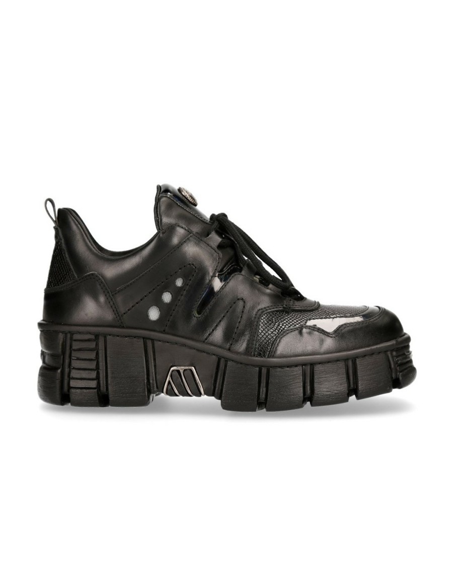 Donna New Rock | Shoe Black Tower With Laces M-Wall019-C2