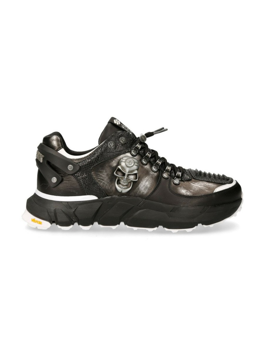 Uomo New Rock | Shoe Black Spider With Laces M-Chrono005-S5