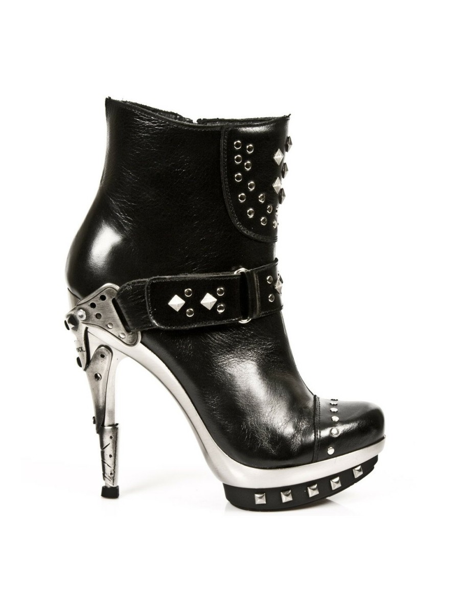 Donna New Rock | Ankle Boot Black Platf.Acero M-Punk003-C1