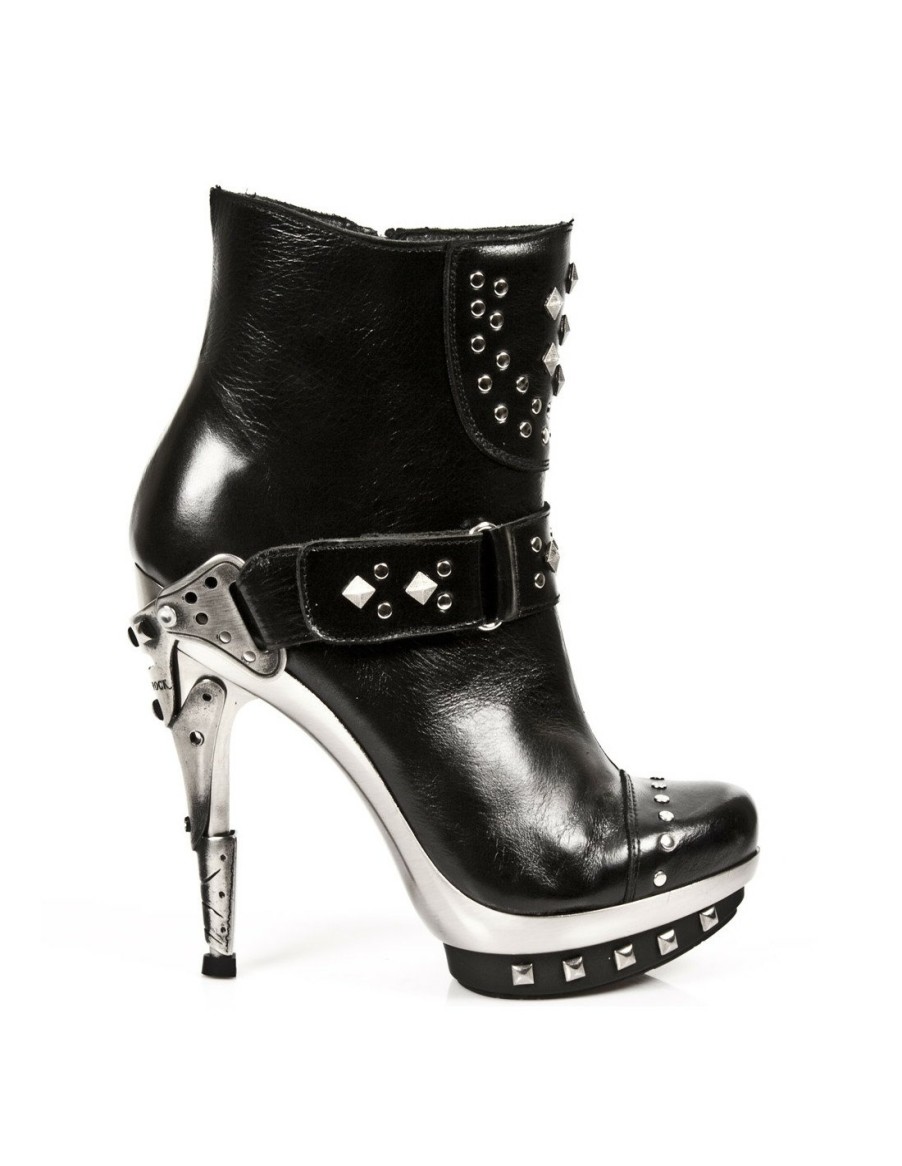 Donna New Rock | Ankle Boot Black Platf.Acero M-Punk003-C1