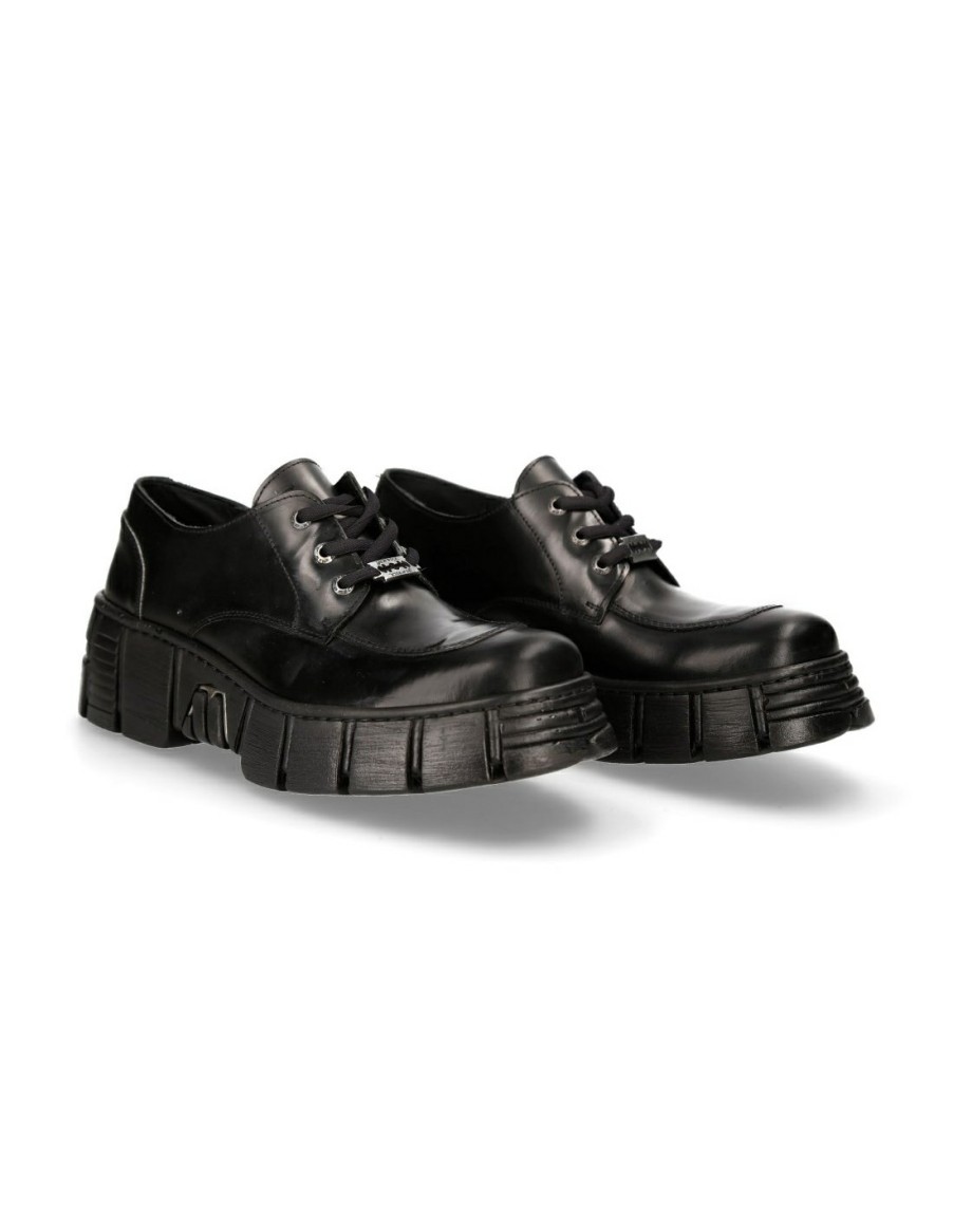 Uomo New Rock | Shoe Black Tower With Laces M-Wall042-S1