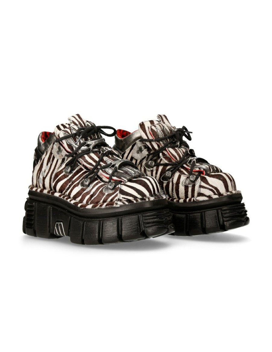 Donna New Rock | Ankle Boot Animal Print Tower With Laces M-Met011-C9