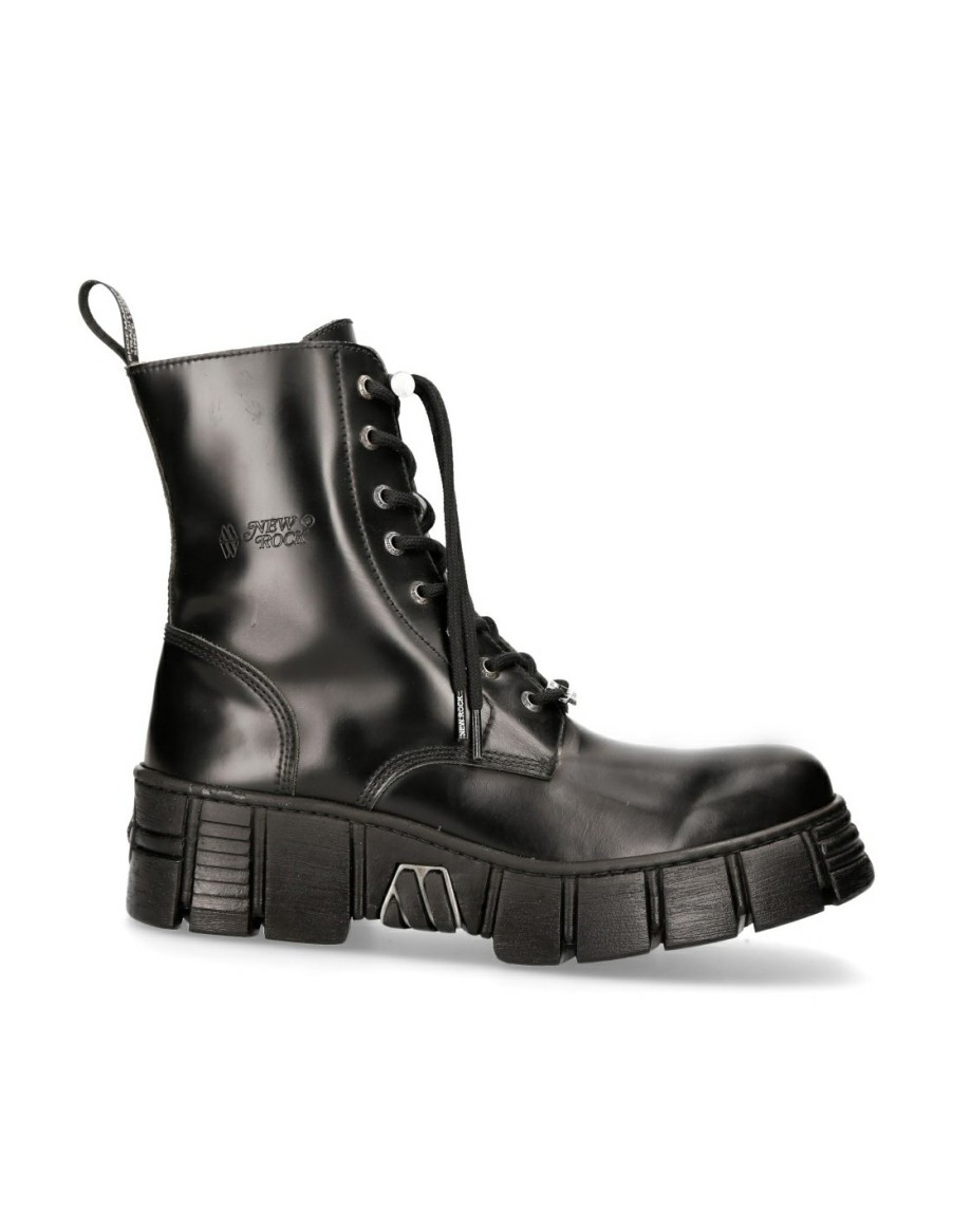 Donna New Rock | Boot Black Tower With Laces M-Wall026N-C5