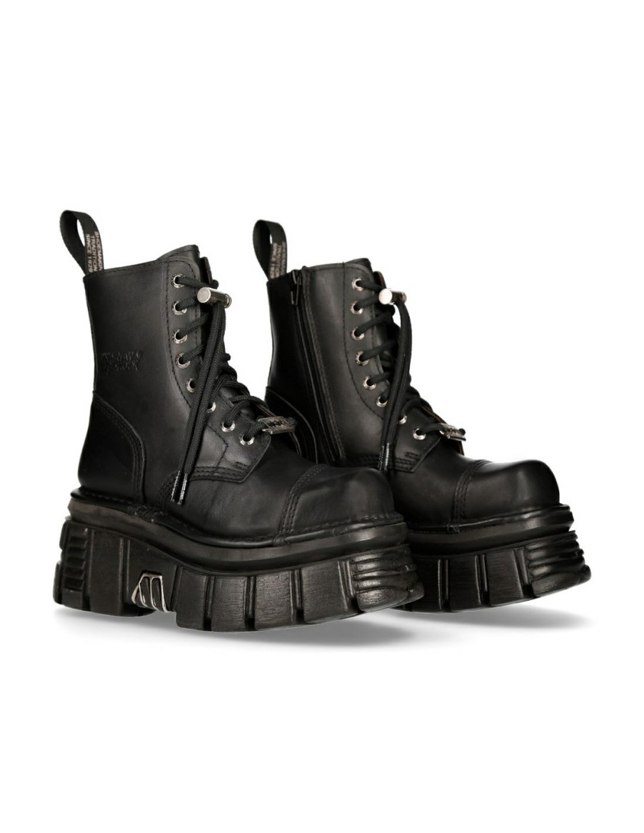 Donna New Rock | Boot Black Tower With Laces M-Newmili083-S21