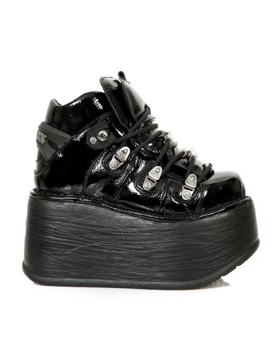 Donna New Rock | Ankle Boot Black New With Laces M-Tank006C-C7