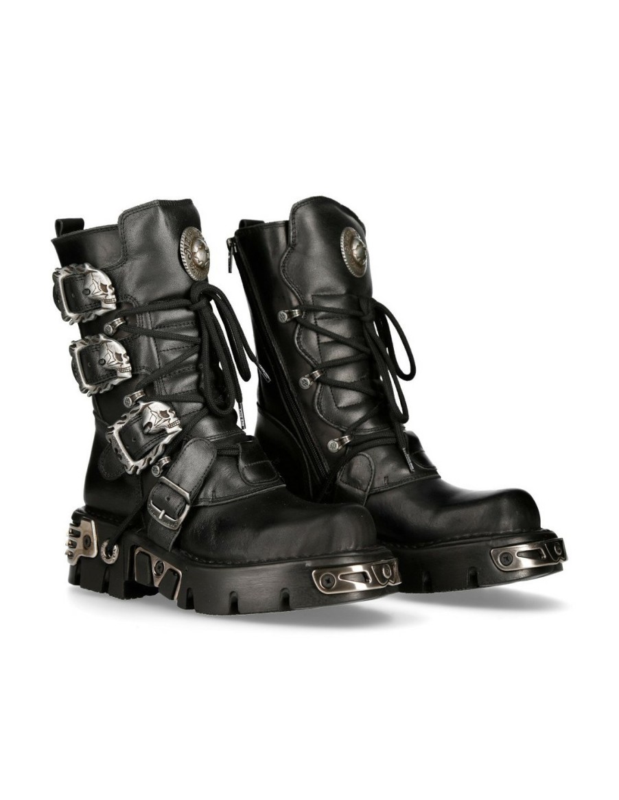 Donna New Rock | Boot Black Reactor With Buckles And Laces M-391-S1