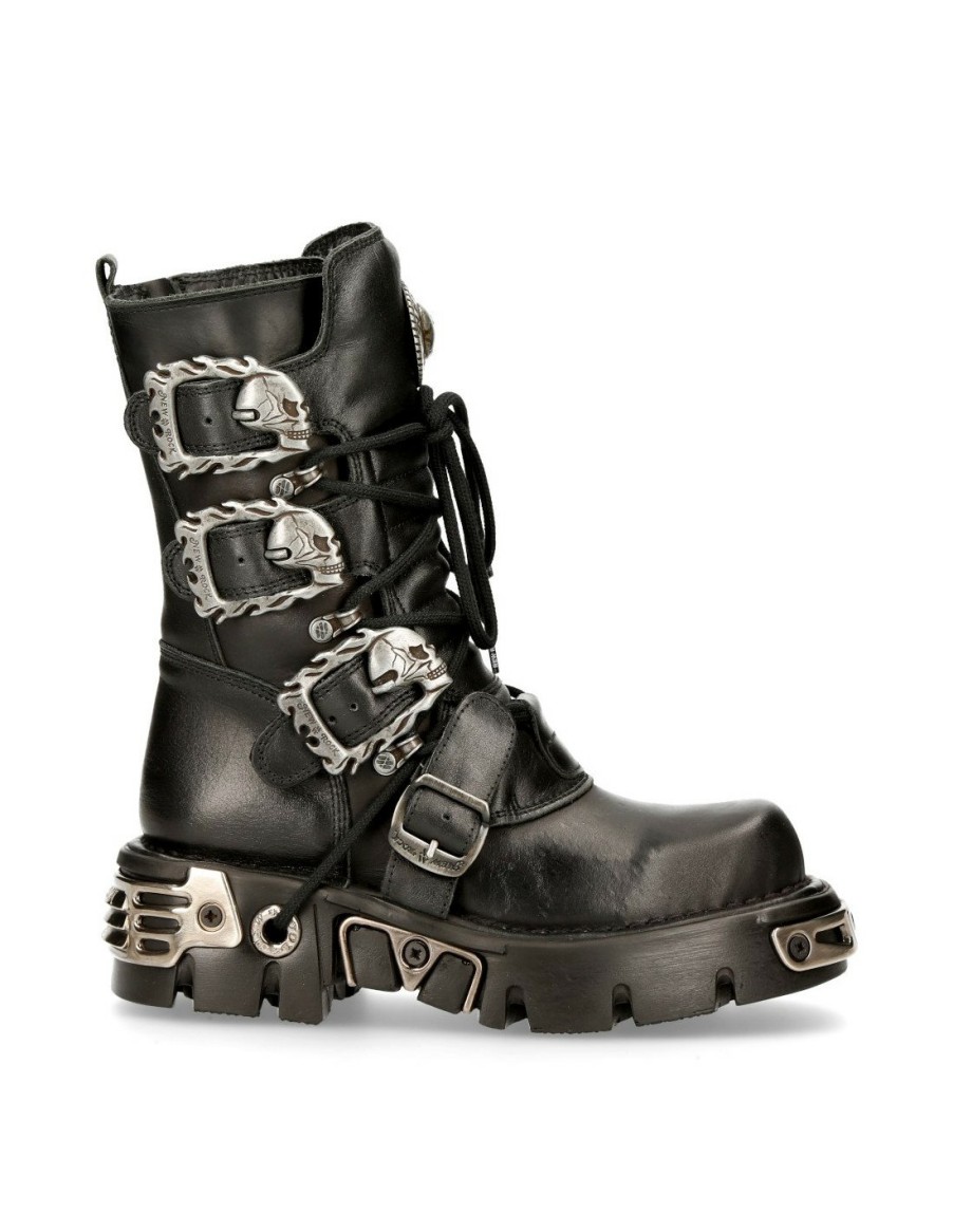 Donna New Rock | Boot Black Reactor With Buckles And Laces M-391-S1