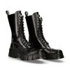 Donna New Rock | Boot Black Tower With Laces M-Wall127N-C1