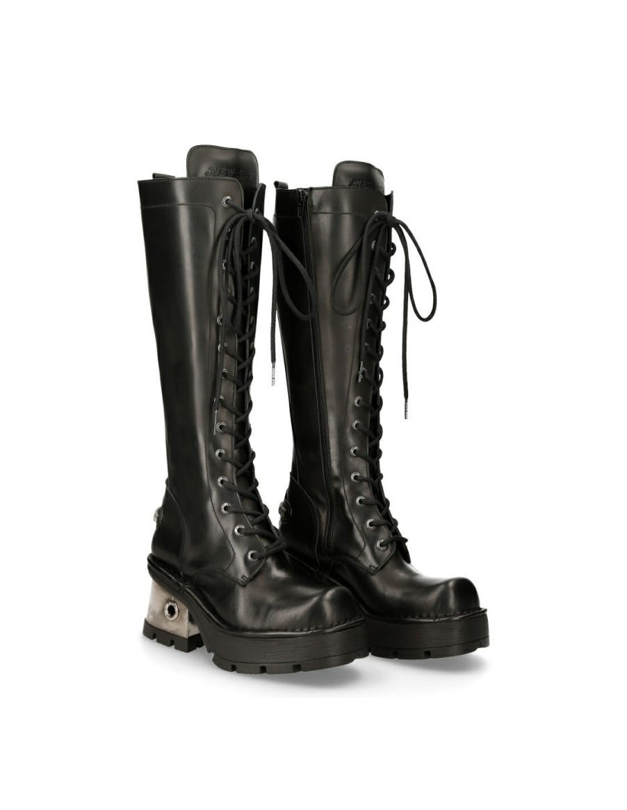 Donna New Rock | High Boot Black New With Laces M-236-S1