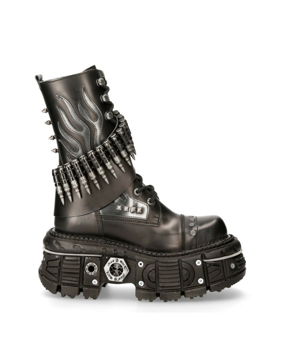 Donna New Rock | Boot Black Imperfect With Laces M-297-C4